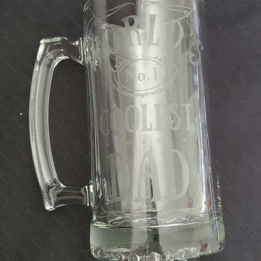 World's Coolest Dad Etched Beer Mug